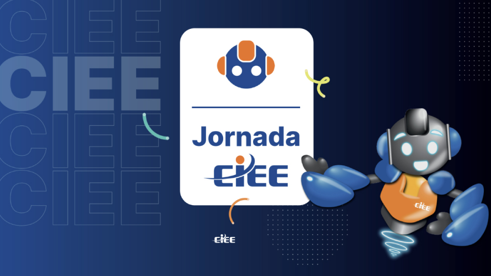 banner com o logo da jornada CIEE e mascote robô
